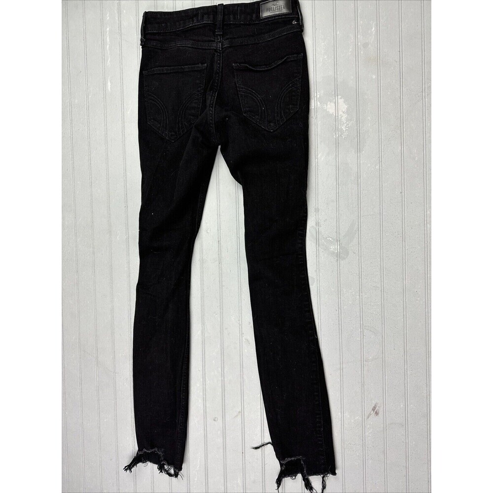 Hollister Size 00s Short Womens Jeans High Rise Super Skinny Black Distress - Picture 4 of 4